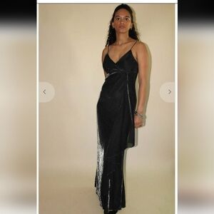 Black Silver Shimmer Sparkly Cache Gown Formal 4